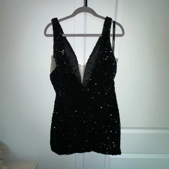 🖤 Sherri Hill 55120 Sequin Short Dress Size 18 Plunge V Open Back Prom Cocktail - Picture 7 of 9